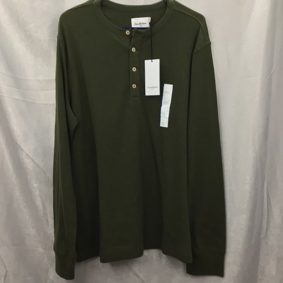 Goodfellow & Co. 1/4 button Long Sleeve Thermal Green Size Large NWT - Picture 6 of 8